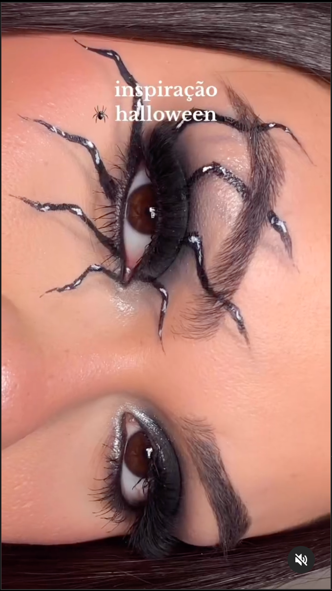 Spider Halloween Makeup Tutorial with TikTok link attached.